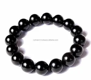 שחור Obsidian עגול חרוזים 12 mm Stretchable צמיד