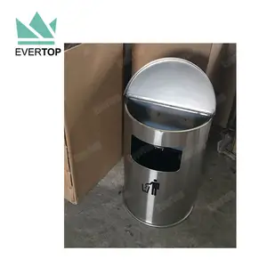 Round Trash Bin DB-51 Side Opening Half Round Satin Trash Can Bin Waste Containers Barrel Space Save Waste Receptacle Wastebin Trashbin Trashcan