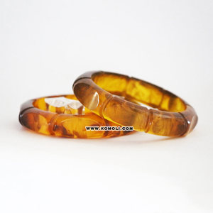 Bijoux en bambou sculpté pour femmes, accessoire vintage en bakélite - Product Image 5