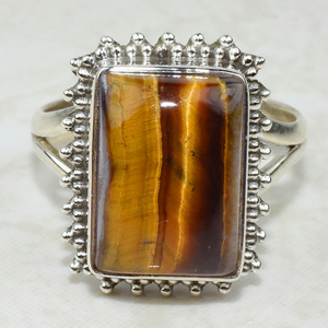 Impressionnant oeil de tigre jaune 925 bagues en argent Sterling 925 argent Sterling 925 vente en gros - Product Image 3