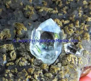 最高品質のハーキマーダイヤモンドダブルターミネーション蛍光石油鉱山パキスタン