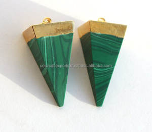 Cristaux couleur verte Malachite bijoux pyramides pour bijoux en pierre précieuse collier pendentif - Product Image 1