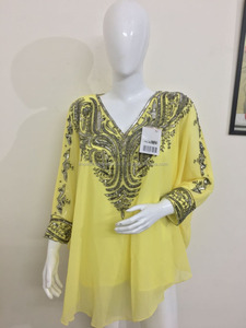 ชุดคาฟตันอิสลามมุสลิมปักลูกปัดด้วยมือ ดีไซน์พิเศษ ราคาสุดคุ้ม สำหรับสุภาพสตรี ฟรีไซส์ ผ้าจอร์เจตต์ ปักลูกปัดหนัก - Product Image 5