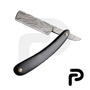ダマスカス鋼かみそり折りたたみナイフ、高品質、最高のギフト木製ハンドル男性理髪店のためのストレートかみそり