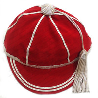 Gorras de Rugby Tradicionales de Primera Calidad, Gorra de Cricket Holgada con Trenza Plateada y Borla