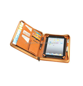 Carpeta de presentación de cuero genuino más nueva con dispositivos electrónicos y soportes para teléfonos móviles Diseño ecológico - Product Image 1