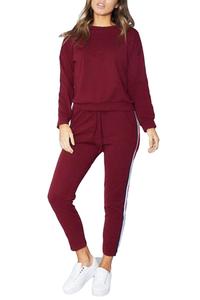 เสื้อลายทางสำหรับผู้หญิง,เสื้อวอร์มกางเกงกีฬา2ชิ้น - Product Image 5