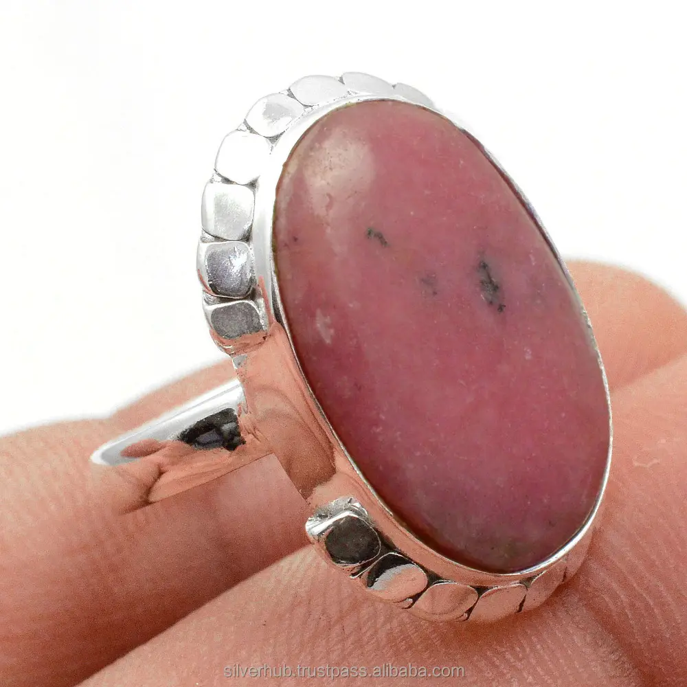 Уникальное кольцо ручной работы из стерлингового серебра 925 пробы с родонитом