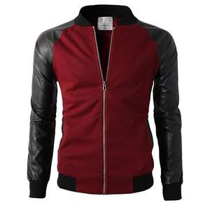 Veste universitaire d'hiver pour homme, col rond, fermeture éclair complète, coupe ajustée avec garniture en fourrure de mouton, tissu respirant, service OEM disponible - Product Image 2