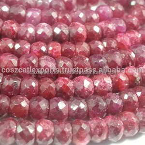 ลูกปัดสีแดงทับทิมธรรมชาติย้อมสีเลือดนกพิราบ4มม. - Product Image 1