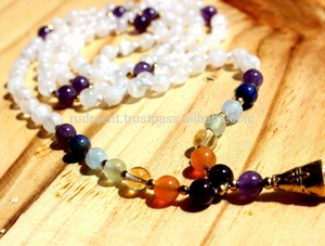 Top qualité vente chaude 7 Chakra pierre de lune longue pierre précieuse spirituelle gland Mala perles fait à la main artiste indien colliers de perles - Product Image 3