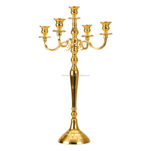 Exquisite Antique Gold Candelabra With <b>Glass</b> Hurricanes <b>Candle</b> <b>Holder</b> New Simple Looking Wedding Tabletop Centerpiece - Product Image 5