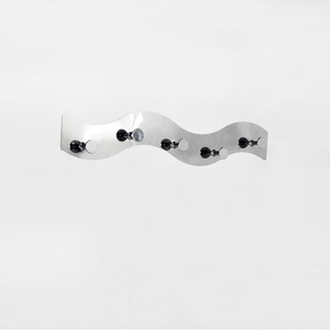 Chrome Finish Eco-Friendly Wave Shaped Stainless Steel <b>Wall</b> <b>Mounted</b> 5 Short Hook Hangers for <b>Clothing</b> - Product Image 1