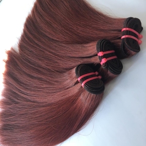 Extensiones de cabello humano virgen vietnamita alineado con cutícula, colores Borgoña, súper doble, recto, al por mayor - Product Image 1