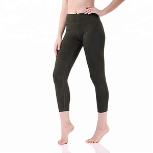 เลคกิ้งออกกำลังกายแห้งเร็วเอวสูงยาวถึงเข่าลายหมากรุกสีทึบโยคะของผู้หญิงปรับแต่งได้ - Product Image 6