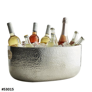 Seau à glace en laiton martelé, bouteille d'eau pure, disponible avec emballage haut de gamme, refroidisseur à vin, forme ovale - Product Image 2