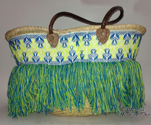 Best Handmade <b>Straw</b> Moroccan Embroidered <b>Basket</b> Made in Morocco - Product Image 1