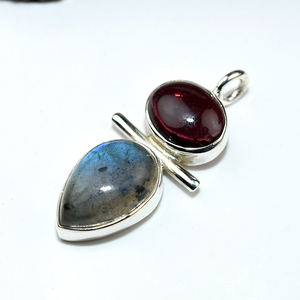 Ravissant pendentifs en forme de poire et de grenat en argent Sterling 925, bijoux en argent Sterling 925 - Product Image 2