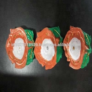 Designer Golden Earthen Pot Diya - Product Image 3