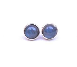 Pendientes de plata de ley 92,5 con gema de labradorita azul Natural, pendientes redondos con forma de fuego, para regalo de cumpleaños, venta al por mayor - Product Image 1