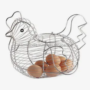 Soporte para cesta de almacenamiento de huevos de alambre en forma de pollo