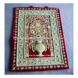 Zari Broderie Tenture Murale pour Décoration Intérieure Vase Floral Design en Résine et Coton Tissu Broderie Art pour Décoration de Chambre - Product Image 6