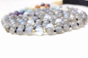 Vente chaude 7 Chakra Labradorite Long Mala Perles Collier 6 mm Guérison Cristal Fabriqué À La Main Religieux Pierres Précieuses Bijoux Perle Cadeau - Product Image 5