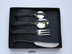 Ensemble de couverts en acier fait main, service de table avec boucle, couverts en métal poli miroir - Product Image 5