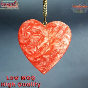 Adornos de Navidad de resina acrílica hechos a mano, corazón de mármol y vidrio plano verde, adornos de Navidad - Product Image 6