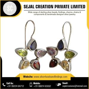 OEM fournit le meilleur matériau boucle d'oreille en argent 925 avec pierres précieuses - Product Image 2