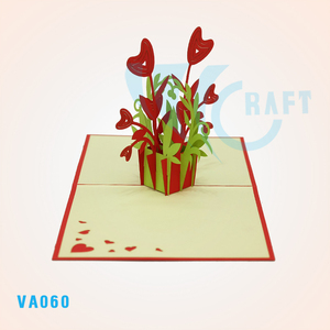 Carte de vœux en forme de cœur et fleur 3D faite à la main Cadeaux et artisanat de la Saint-Valentin du Vietnam Souvenir en papier avec impression offset - Product Image 4