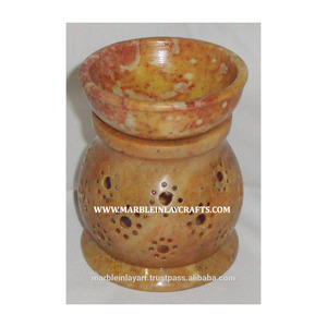 Quemador de aceite aromático de piedra ollera, lámpara de aceite de piedra hecha a mano - Product Image 1