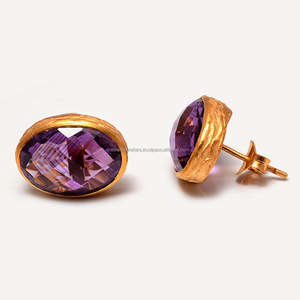 Boucles d'oreilles en Quartz d'améthyste argent Sterling 925, bijoux en forme de goutte d'eau - Product Image 1