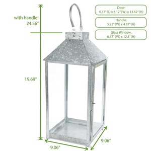 Lanterne à bougie en métal galvanisé fini gris décoratif pour la maison Lanterne suspendue en fer pour décoration d'éclairage intérieur et extérieur - Product Image 6