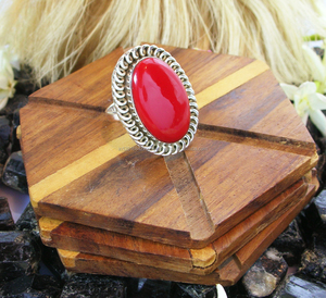 Bague de mariage en corail rouge naturel pour femmes, vente en gros, - Product Image 1