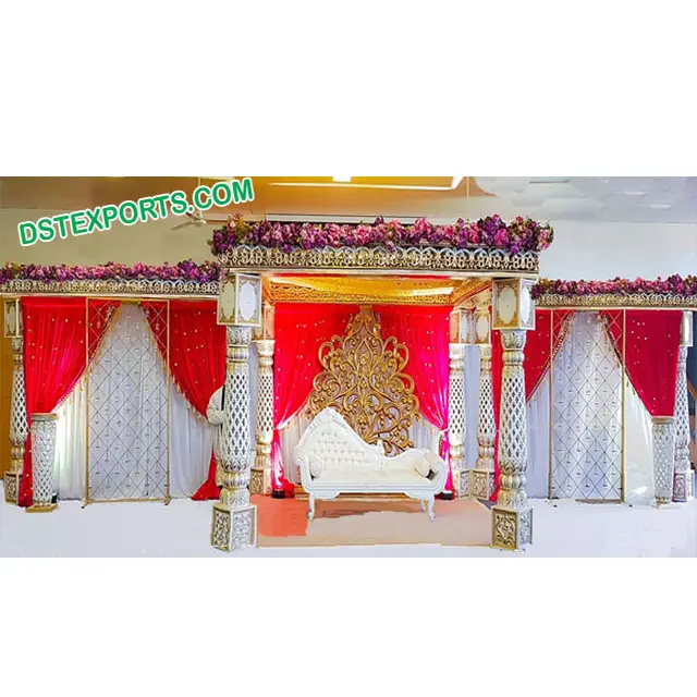 Wunderbare Faser geschnitzte Hochzeit Mandap Traditionelle süd indische Hochzeit Manda pam Hindu Hochzeit Mandap Set