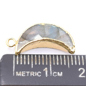 Labradorite 19 to 21 MM With <b>Bail</b> Moon Shape Gold Plated <b>Pendant</b> For Jewellery Making - Product Image 2