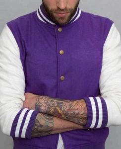 2026 nueva chaqueta de bombardero universitaria de lana de poliéster de béisbol personalizada barata y elegante para hombre - Product Image 3