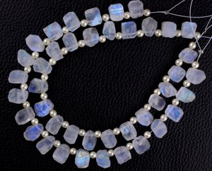 21-Piece Natural Rainbow Moonstone Collection Untreated Raw Genuine <b>Blue</b> Fire <b>Top</b> Side Drill Loose Jewelry Rough Gemstones - Product Image 2