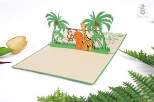 Kiricard Jungle Animals 3D Pop Card Style d'amour vietnamien Artisanat par un fabricant local pour les mariages et les anniversaires - Product Image 2