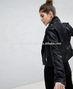Chaqueta de moto de piel de oveja auténtica de invierno a precio de fábrica de alta calidad personalizada para mujer patrón de rayas impermeable transpirable - Product Image 4