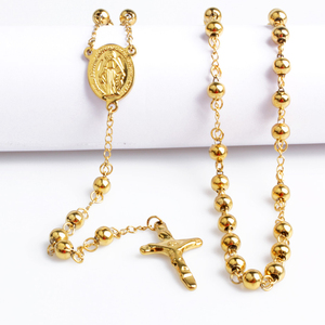 Collana di preghiera da donna in acciaio inossidabile collana <span class=keywords><strong>rosario</strong></span> placcata in <span class=keywords><strong>oro</strong></span> cristiano - Product Image 4