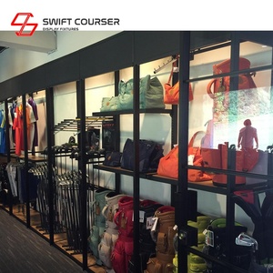 Estante de Exhibición para Ropa de Boutique, Armario con Perchero, Acabado en Madera, Acero y Acrílico, Fácil de Montar - Product Image 1