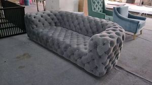 Luxus italienisches getuftetes gelbes Leder Moon Chesterfield <span class=keywords><strong>Sofa</strong></span> - Product Image 5