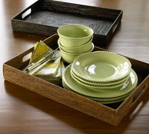 Bandeja de mimbre Rectangular para servir, con asas en ambos lados - Product Image 1