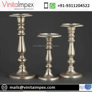 Support de bougie en métal nickelé finition rustique pour la décoration intérieure (vente en gros) |   Fournisseur OEM de tableaux de table pour hôtels et restaurants de mariage - Product Image 1