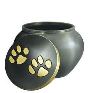 Classic <b>Memorial</b> Round Pets Paw <b>Keepsake</b> Pets Cremation Urns for Funeral Ashes Metal Brass/Aluminum - Product Image 4