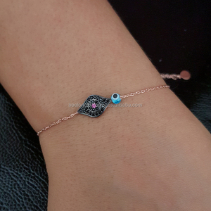 925K Sterling <b>Silver</b> Design <b>Evil</b> <b>Eye</b> <b>Bracelet</b> BSUMTB119 - Product Image 1