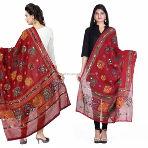 인도 디자이너 전통 Dupatta-인도 융합 착용 면화 Sitara 작업 Dupatta- Dandiya 댄스 착용 Dupatta - Cotton Stole