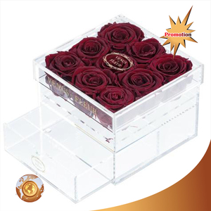 Boîte à fleurs transparente en acrylique avec couvercle, Roses - Product Image 4